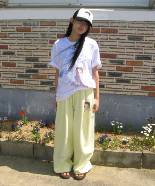 RONRON BETTY BOOP DREAMY RIBBON OVERFIT TEE - 3 COLORS WHITE