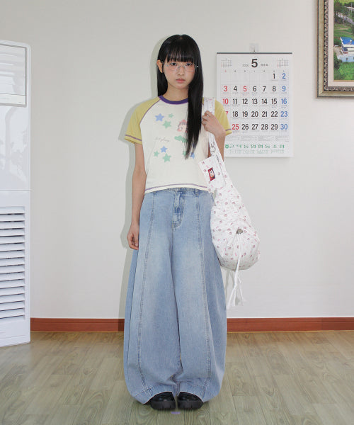 RONRON BETTY BOOP MINI STAR STITCH RAGLAN TEE - 3 COLORS YELLOW