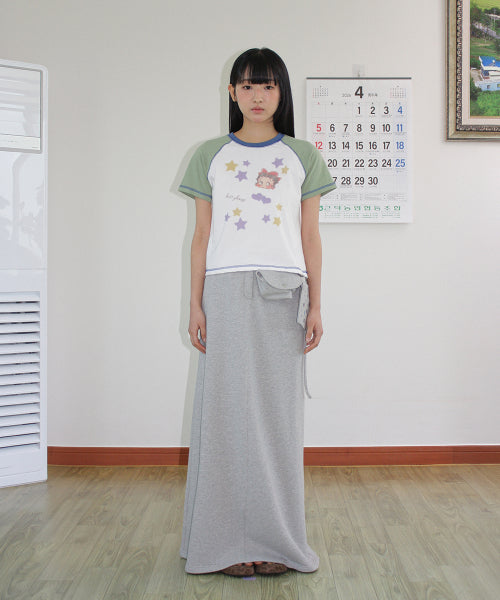 RONRON BETTY BOOP MINI STAR STITCH RAGLAN TEE - 3 COLORS GREEN