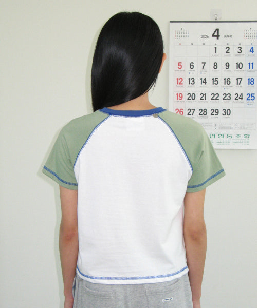 RONRON BETTY BOOP MINI STAR STITCH RAGLAN TEE - 3 COLORS GREEN