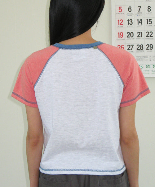 RONRON BETTY BOOP MINI STAR STITCH RAGLAN TEE - 3 COLORS ORANGE