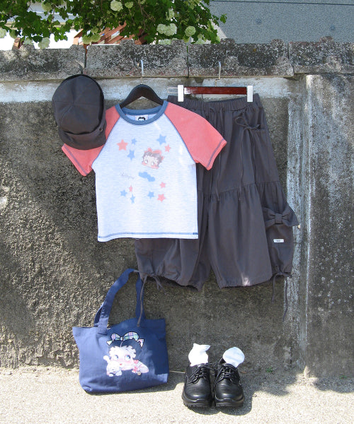 RONRON BETTY BOOP MINI STAR STITCH RAGLAN TEE - 3 COLORS ORANGE