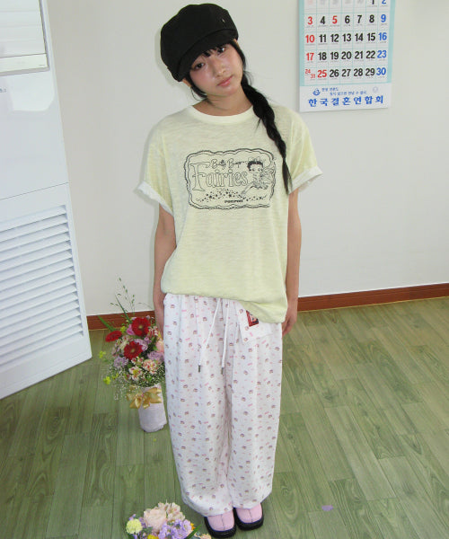 RONRON BETTY BOOP FAIRY SLUB BASIC FIT TEE SOFT YELLOW