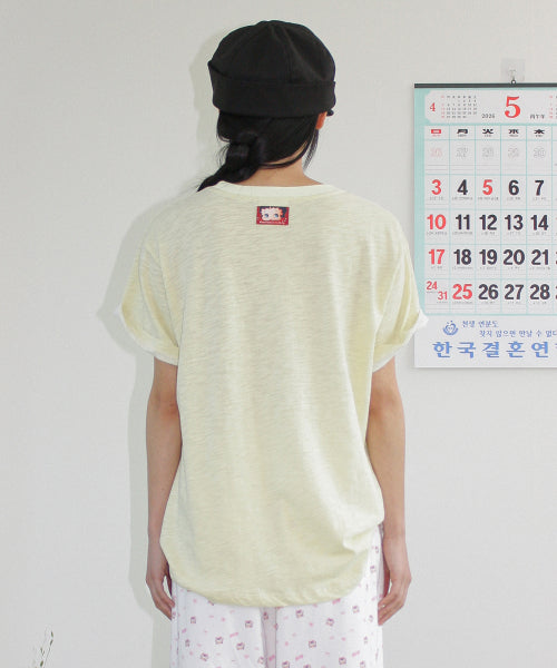 RONRON BETTY BOOP FAIRY SLUB BASIC FIT TEE SOFT YELLOW