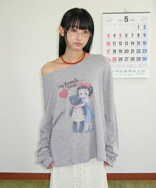 RONRON BETTY BOOP CAT PLUSH LONG SLEEVE - 2 COLORS GREY