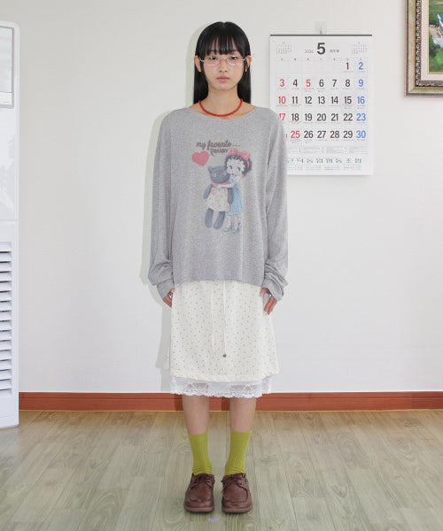 RONRON BETTY BOOP CAT PLUSH LONG SLEEVE - 2 COLORS GREY