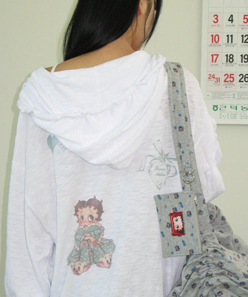 RONRON BETTY BOOP DREAMY RIBBON HOODIE ZIP-UP - 3 COLORS WHITE