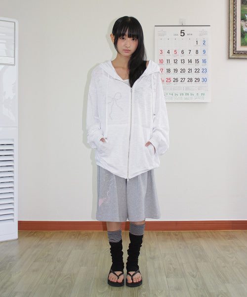 RONRON BETTY BOOP DREAMY RIBBON HOODIE ZIP-UP - 3 COLORS WHITE