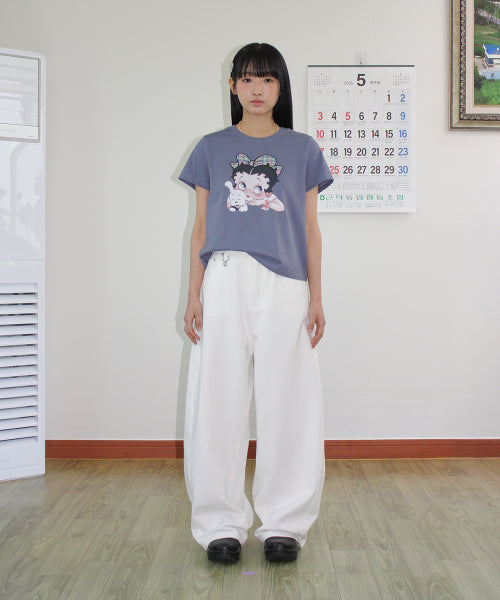RONRON BETTY BOOP HEART POCKET DENIM WHITE