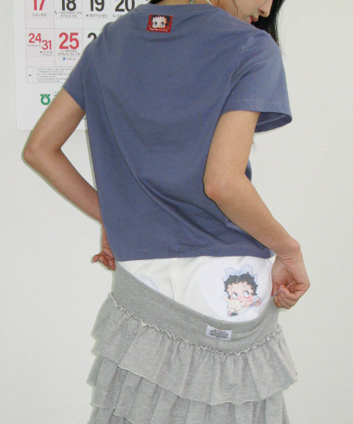 RONRON BETTY BOOP HEART POCKET DENIM WHITE