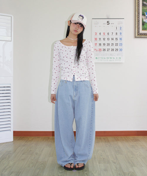 RONRON BETTY BOOP HEART POCKET DENIM LIGHT BLUE