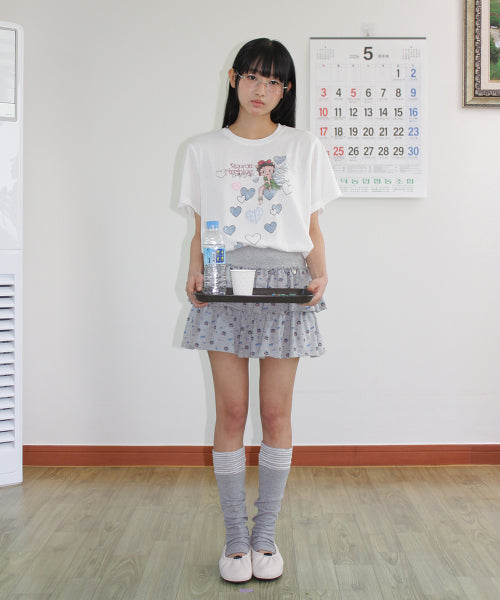 RONRON BETTY BOOP PATTERN PANTSKIRT - 2 COLORS GREY