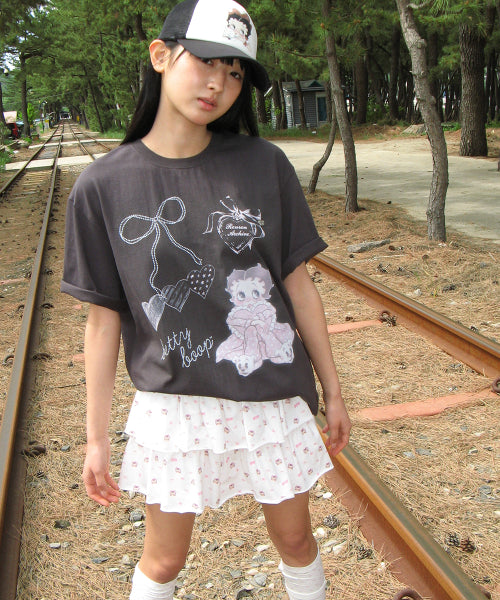 RONRON BETTY BOOP PATTERN PANTSKIRT - 2 COLORS WHITE