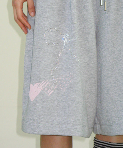 RONRON BETTY BOOP DREAMY RIBBON SWEAT BERMUDA PANTS - 2 COLORS GREY