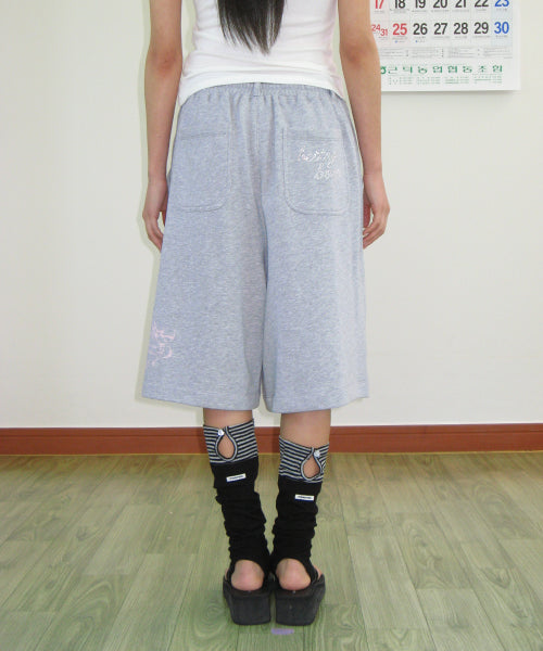 RONRON BETTY BOOP DREAMY RIBBON SWEAT BERMUDA PANTS - 2 COLORS GREY