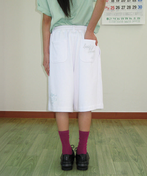 RONRON BETTY BOOP DREAMY RIBBON SWEAT BERMUDA PANTS - 2 COLORS WHITE