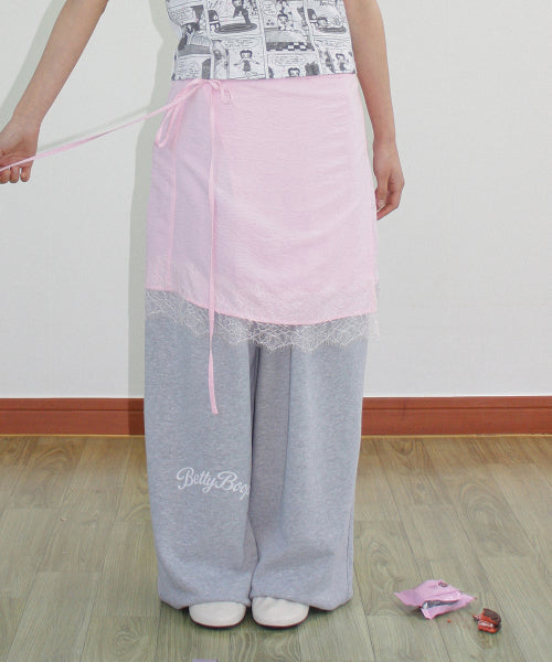 RONRON BETTY BOOP LETTERING SWEAT JOGGER PANTS - 2 COLORS GREY