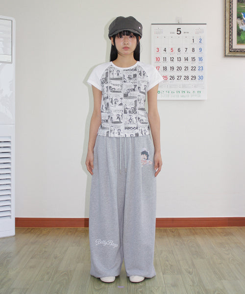 RONRON BETTY BOOP LETTERING SWEAT JOGGER PANTS - 2 COLORS GREY