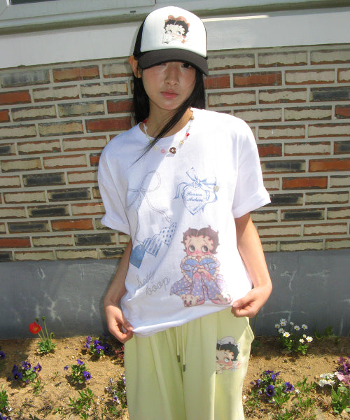 RONRON BETTY BOOP LETTERING SWEAT JOGGER PANTS SOFT - 2 COLORS YELLOW