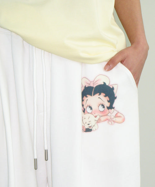 RONRON BETTY BOOP LETTERING SWEAT JOGGER PANTS - 2 COLORS WHITE