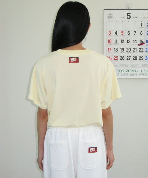 RONRON BETTY BOOP LETTERING SWEAT JOGGER PANTS - 2 COLORS WHITE