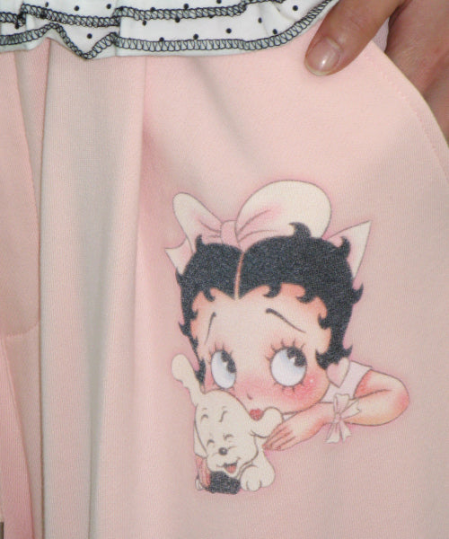 RONRON BETTY BOOP LETTERING SWEAT JOGGER PANTS SOFT - 2 COLORS PINK
