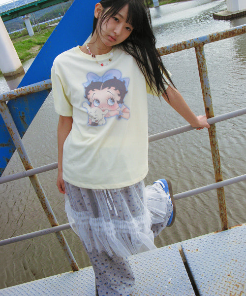 RONRON BETTY BOOP PATTERN SWEAT JOGGER PANTS - 2 COLORS GREY