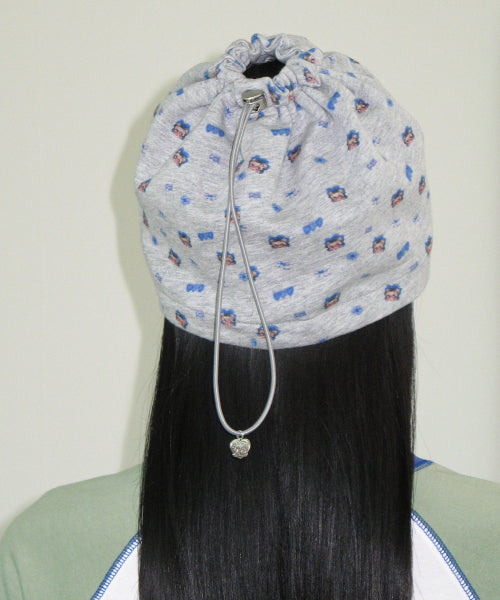 RONRON BETTY BOOP PATTERN STRING BEANIE - 2 COLORS GREY