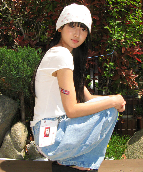RONRON BETTY BOOP PATTERN STRING BEANIE - 2 COLORS WHITE