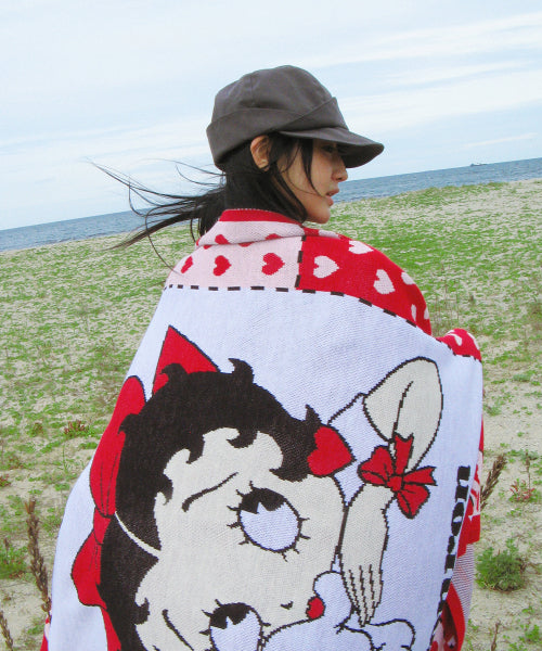 RONRON BETTY BOOP HEART RIBBON BLANKET - RED 2