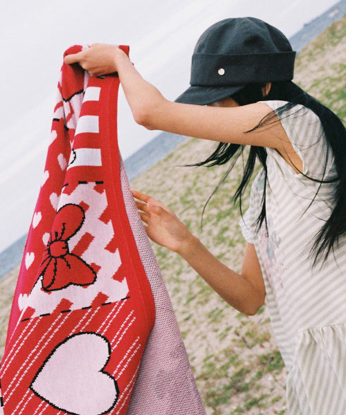 RONRON BETTY BOOP HEART RIBBON BLANKET - RED 4