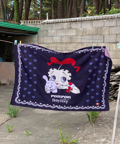 RONRON BETTY BOOP HEART LACE BLANKET - NAVY 5