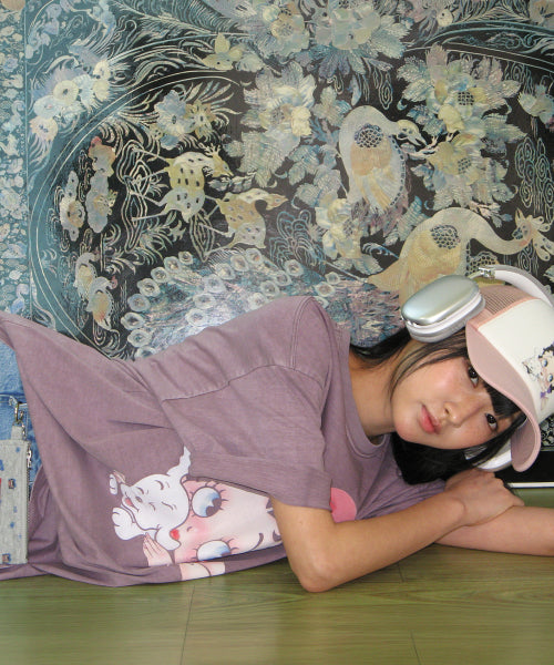 RONRON BETTY BOOP RIBBON MESH BALL CAP - 2 COLORS PINK