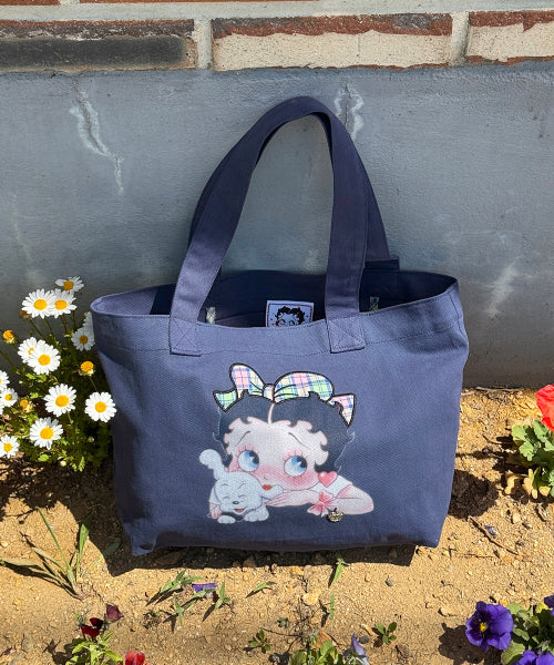 RONRON BETTY BOOP RIBBON APPLIQUE SWEAT SHOULDER BAG NAVY