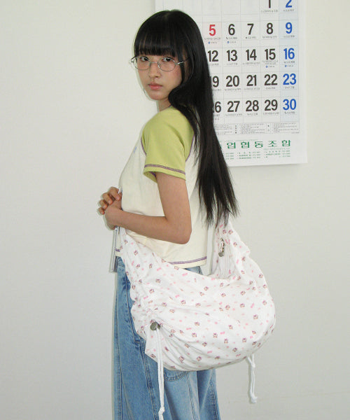 RONRON BETTY BOOP PATTERN STRING CROSS BAG - 2 COLORS WHITE