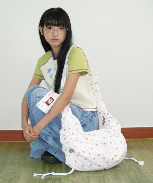 RONRON BETTY BOOP PATTERN STRING CROSS BAG - 2 COLORS WHITE