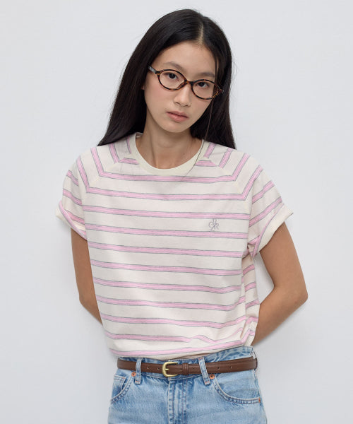 STRIPE RAGLAN SHORT SLEEVE TEE - 3 COLORS