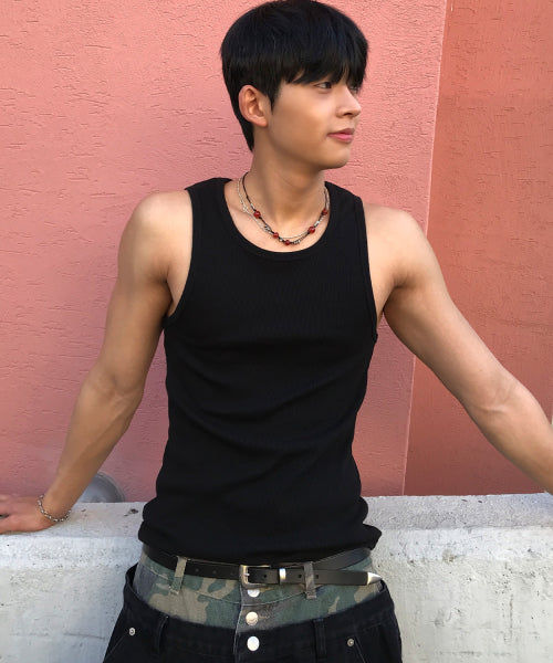 2PACK ESSENTIAL RIBBED SLEEVELESS TOP - 4 COLORS BLACK