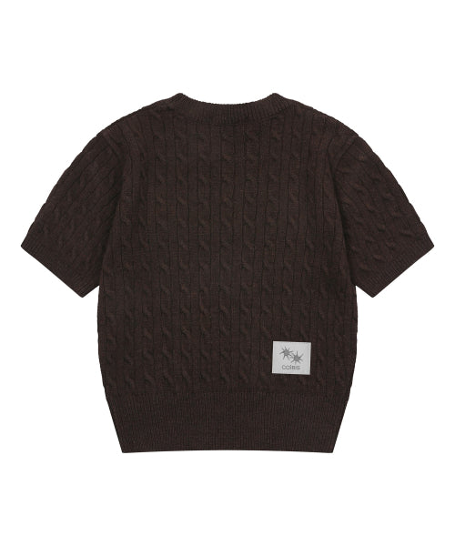SMALL LOGO SHORT SLEEVE KNIT - 2 COLORS CHARCOAL