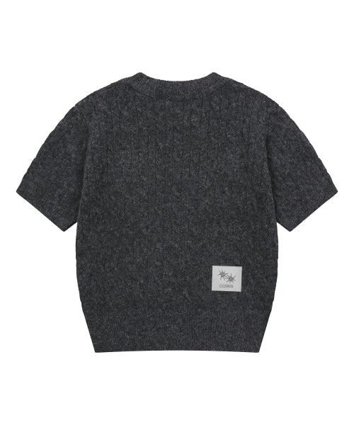 SMALL LOGO SHORT SLEEVE KNIT - 2 COLORS CHARCOAL