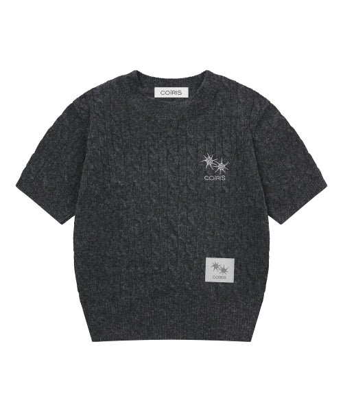SMALL LOGO SHORT SLEEVE KNIT - 2 COLORS CHARCOAL