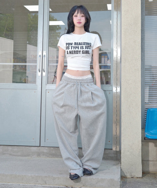 VOIX SINGLE PLEAT BALLON PANTS GREY
