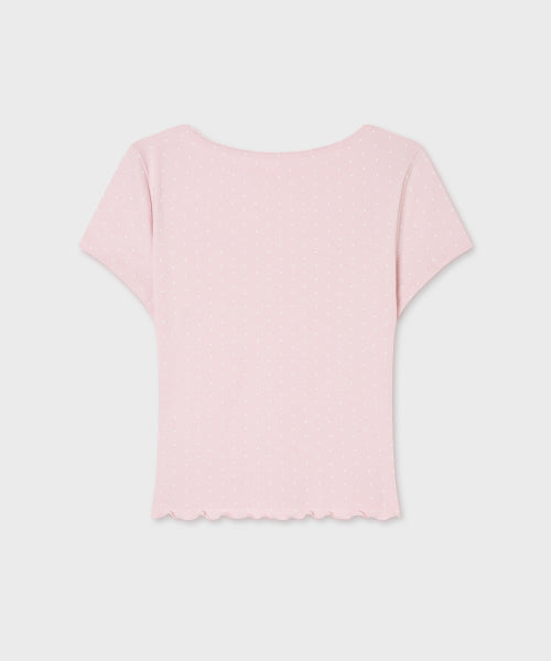 SHIRRING V-NECK T-SHIRT - 2 COLORS PINK