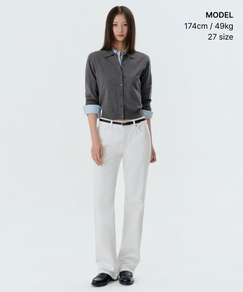 WOMENS ESSENTIAL STRAIGHT DENIM PANTS #韓韶禧同款! - 3 COLORS WHITE