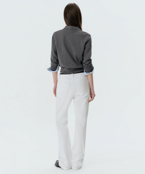 WOMENS ESSENTIAL STRAIGHT DENIM PANTS #韓韶禧同款! - 3 COLORS WHITE