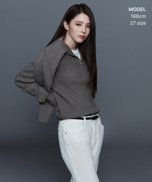 WOMENS ESSENTIAL STRAIGHT DENIM PANTS #韓韶禧同款! - 3 COLORS WHITE