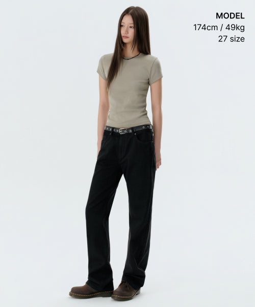 WOMENS ESSENTIAL STRAIGHT DENIM PANTS #韓韶禧同款! - 3 COLORS BLACK