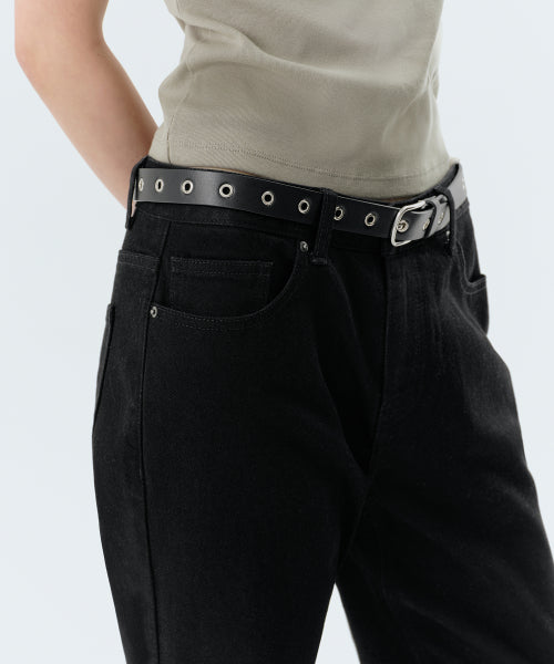 WOMENS ESSENTIAL STRAIGHT DENIM PANTS #韓韶禧同款! - 3 COLORS BLACK