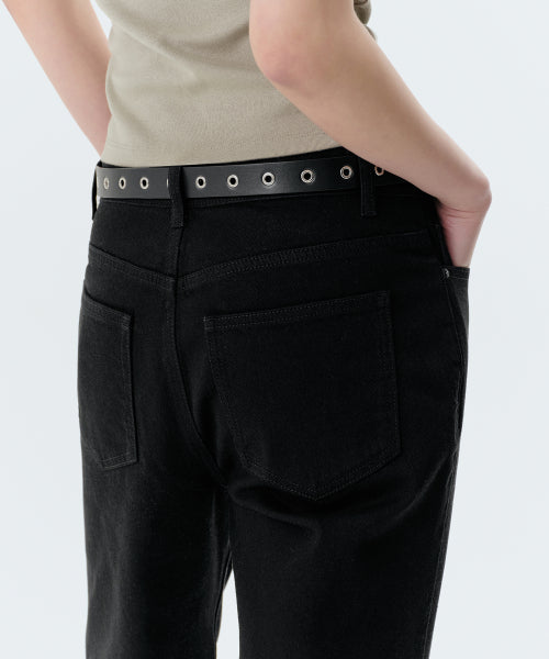 WOMENS ESSENTIAL STRAIGHT DENIM PANTS #韓韶禧同款! - 3 COLORS BLACK