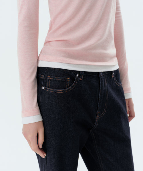 WOMENS ESSENTIAL STRAIGHT DENIM PANTS #韓韶禧同款! - 3 COLORS INDIGO